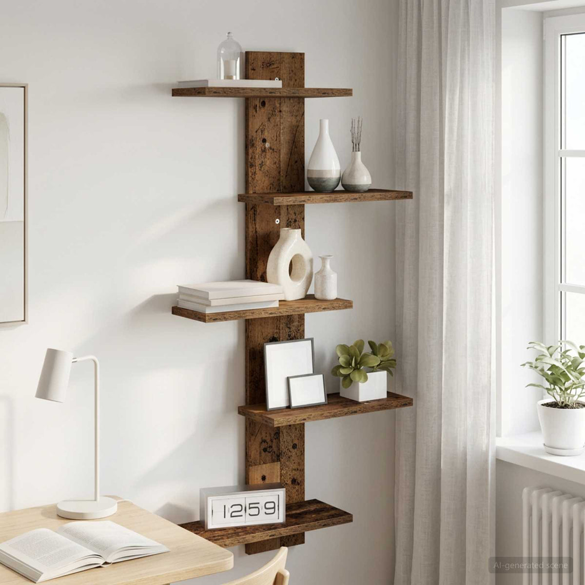 Wand Vlonderschap Oud hout 48,5 x 15 x 101 cm Bewerkt hout is nu te koop bij PeponiXL, paradijselijk wonen!