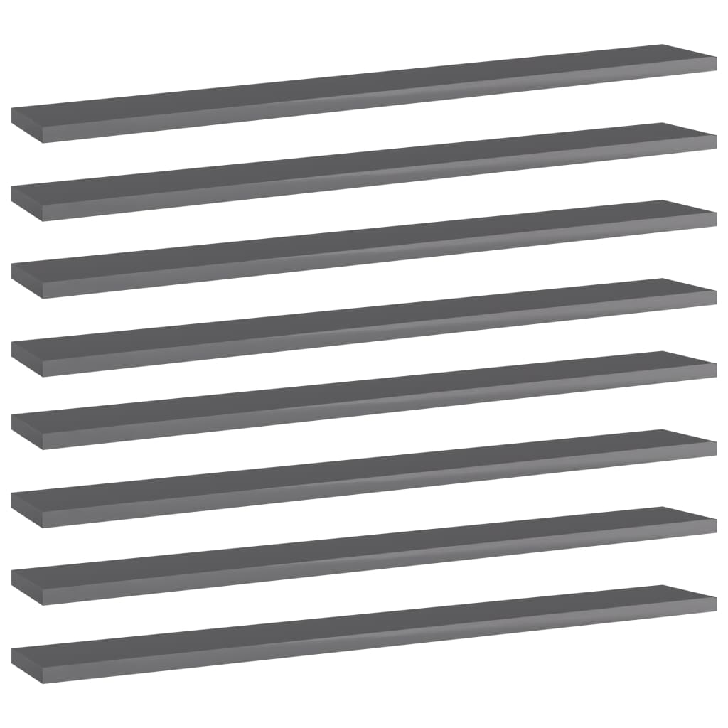 Wandschappen 8 st 80x10x1,5 cm spaanplaat hoogglans grijs is nu te koop bij PeponiXL, paradijselijk wonen!