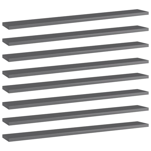 Wandschappen 8 st 80x10x1,5 cm spaanplaat hoogglans grijs is nu te koop bij PeponiXL, paradijselijk wonen!