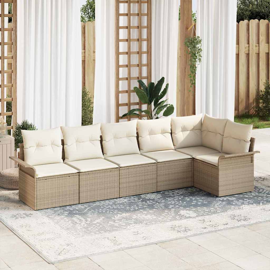 Tuin Sofa Set 6 st Beige poly rattan is nu te koop bij PeponiXL, paradijselijk wonen!