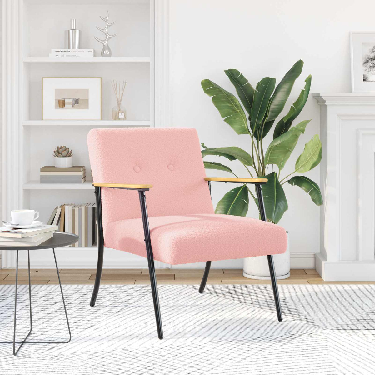 Fauteuil Roze Krullend Wol-achtig Stof is nu te koop bij PeponiXL, paradijselijk wonen!