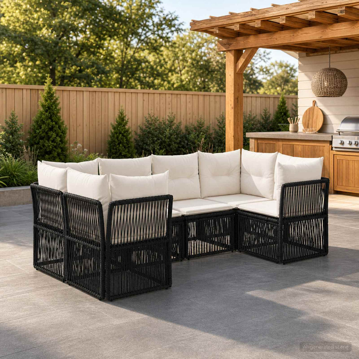 Tuinbankenset 6 st 6-Aantal zitplaatsen Zwart poly rattan is nu te koop bij PeponiXL, paradijselijk wonen!