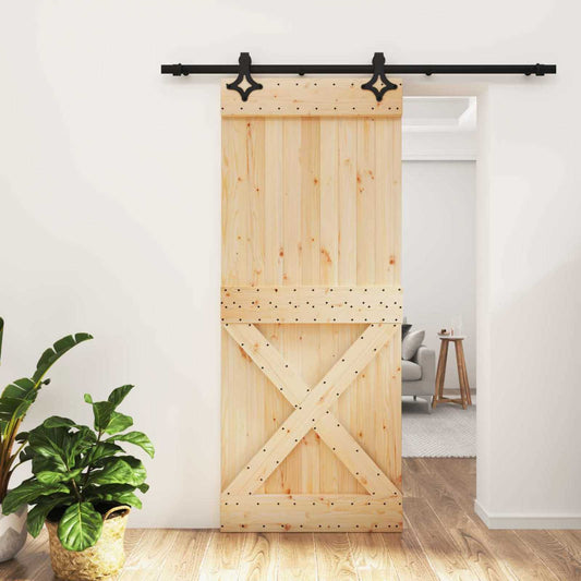 Schuifdeur Naturel en Zwart 85 x 210 cm Massief Grenenhout is nu te koop bij PeponiXL, paradijselijk wonen!