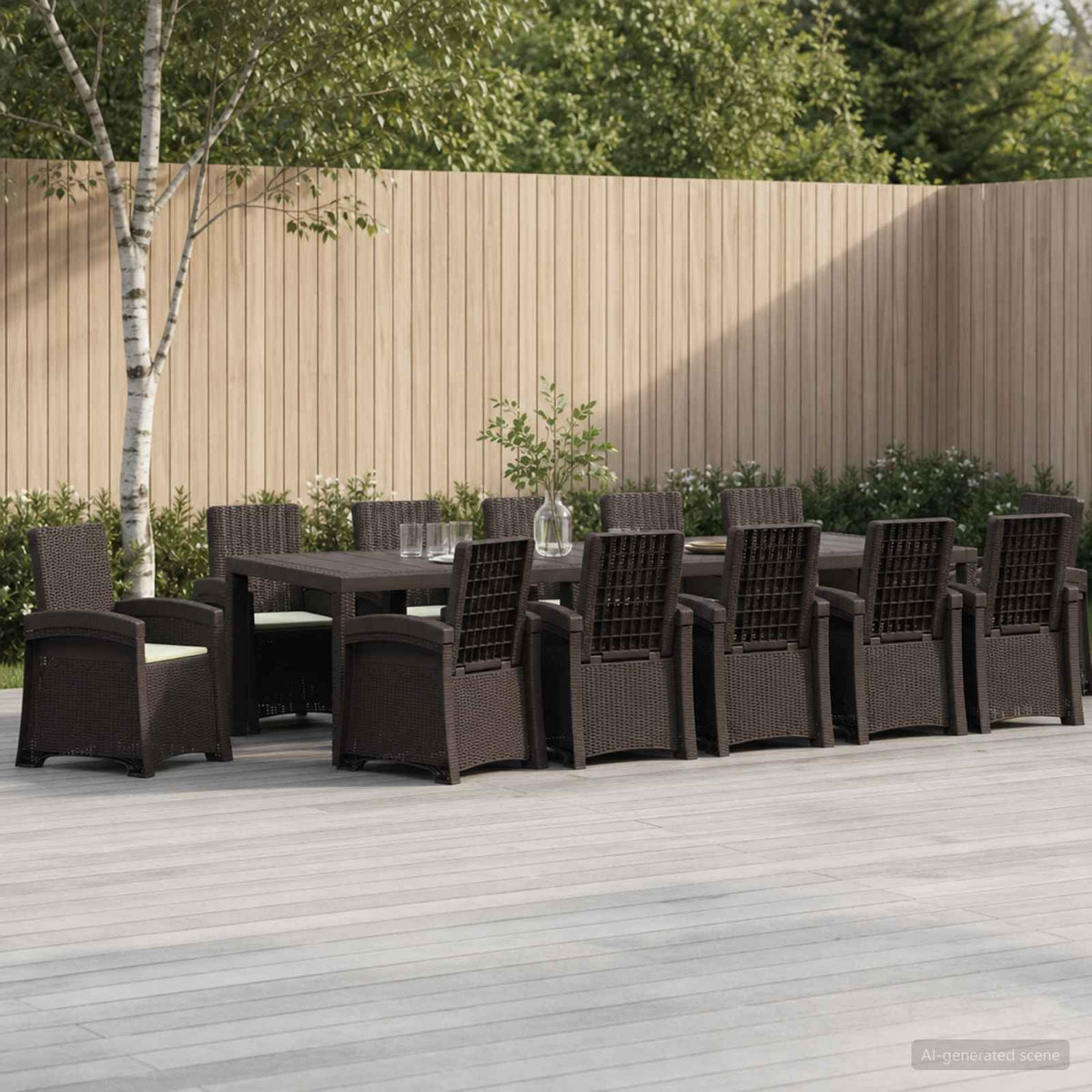 Tuin eettafelset 14 st Bruin en crèmekleurig PP is nu te koop bij PeponiXL, paradijselijk wonen!