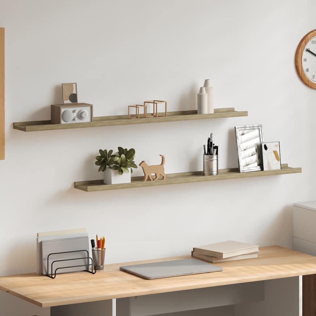 Wandschappen 2 st 100x9x3 cm sonoma eikenkleurig is nu te koop bij PeponiXL, paradijselijk wonen!