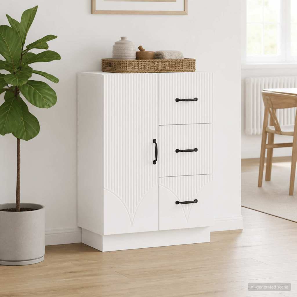 Dressoir met lade Hoogglans Wit 66 x 34,5 x 87 cm Bewerkt hout is nu te koop bij PeponiXL, paradijselijk wonen!