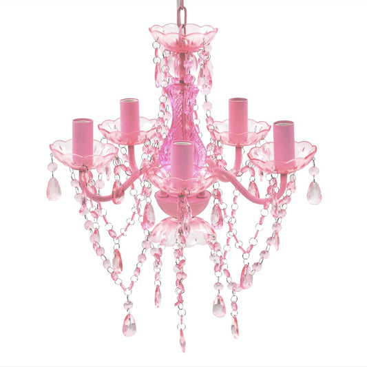Kristallen licht met 5 gloeilampen rosa is nu te koop bij PeponiXL, paradijselijk wonen!