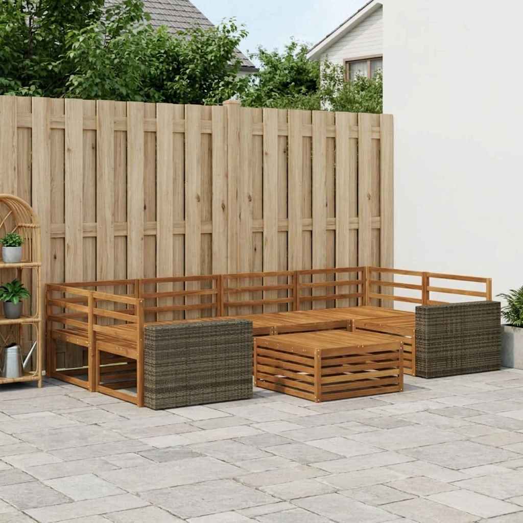 Buiten bankenset 7 pcs Naturel Massief Acaciahout is nu te koop bij PeponiXL, paradijselijk wonen!
