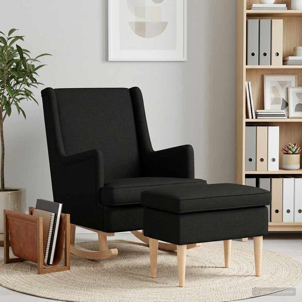 Fauteuil met Voetenbank 2 st Zwart Stof is nu te koop bij PeponiXL, paradijselijk wonen!