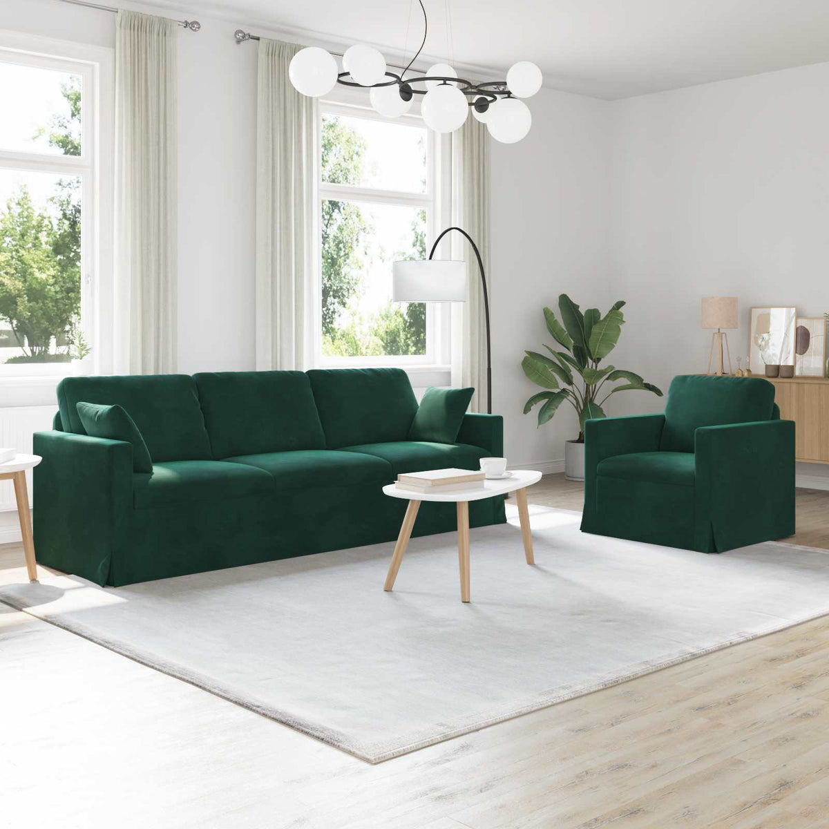 Bankstel 2 pcs Donkergroen 228 x 78 x 80 cm Fluweel is nu te koop bij PeponiXL, paradijselijk wonen!
