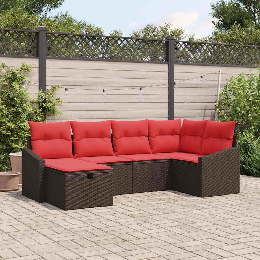 Bankstel 6 st Bruin poly rattan is nu te koop bij PeponiXL, paradijselijk wonen!