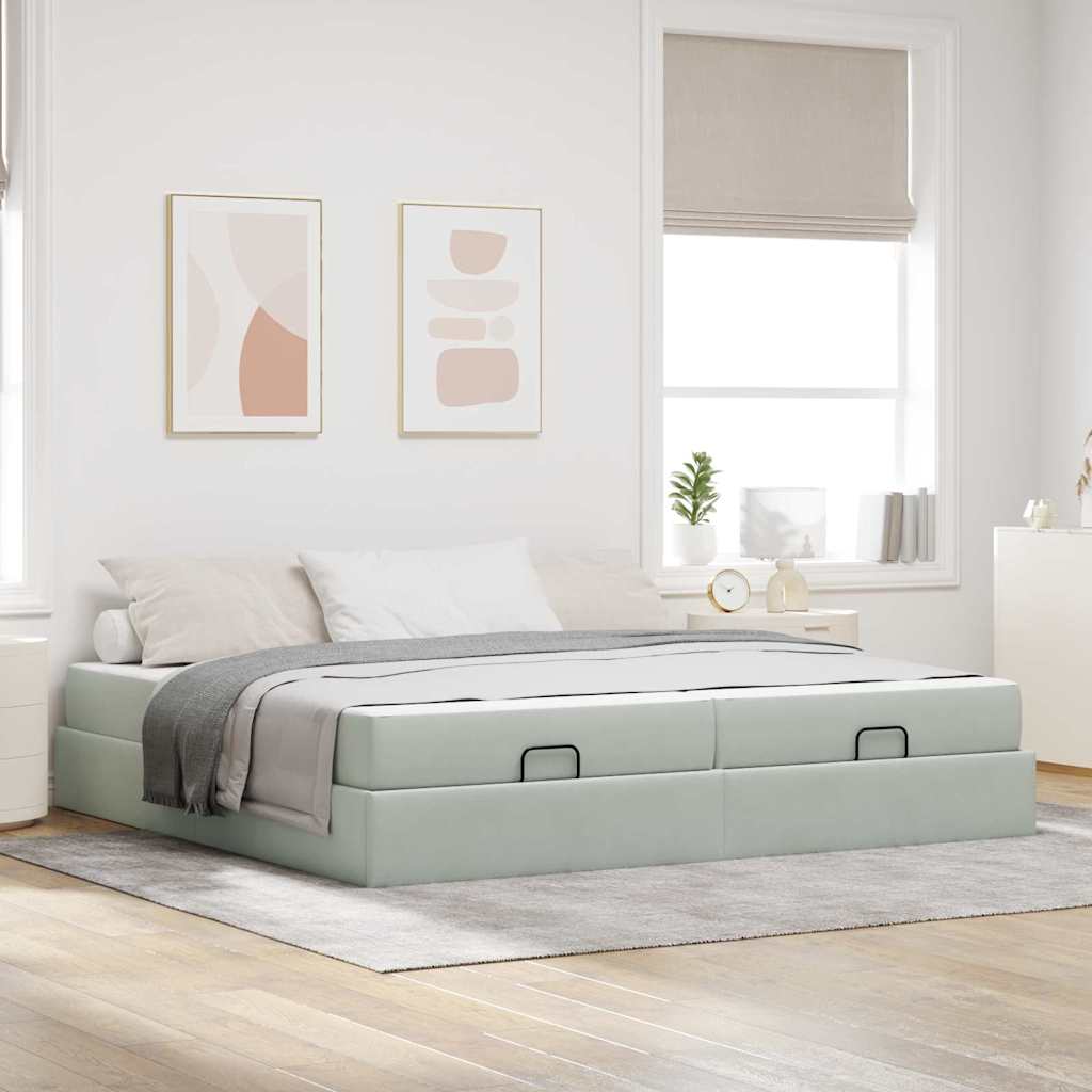 Bedframe met matras met matras 2 pcs Lichtgrijs Fluweel is nu te koop bij PeponiXL, paradijselijk wonen!