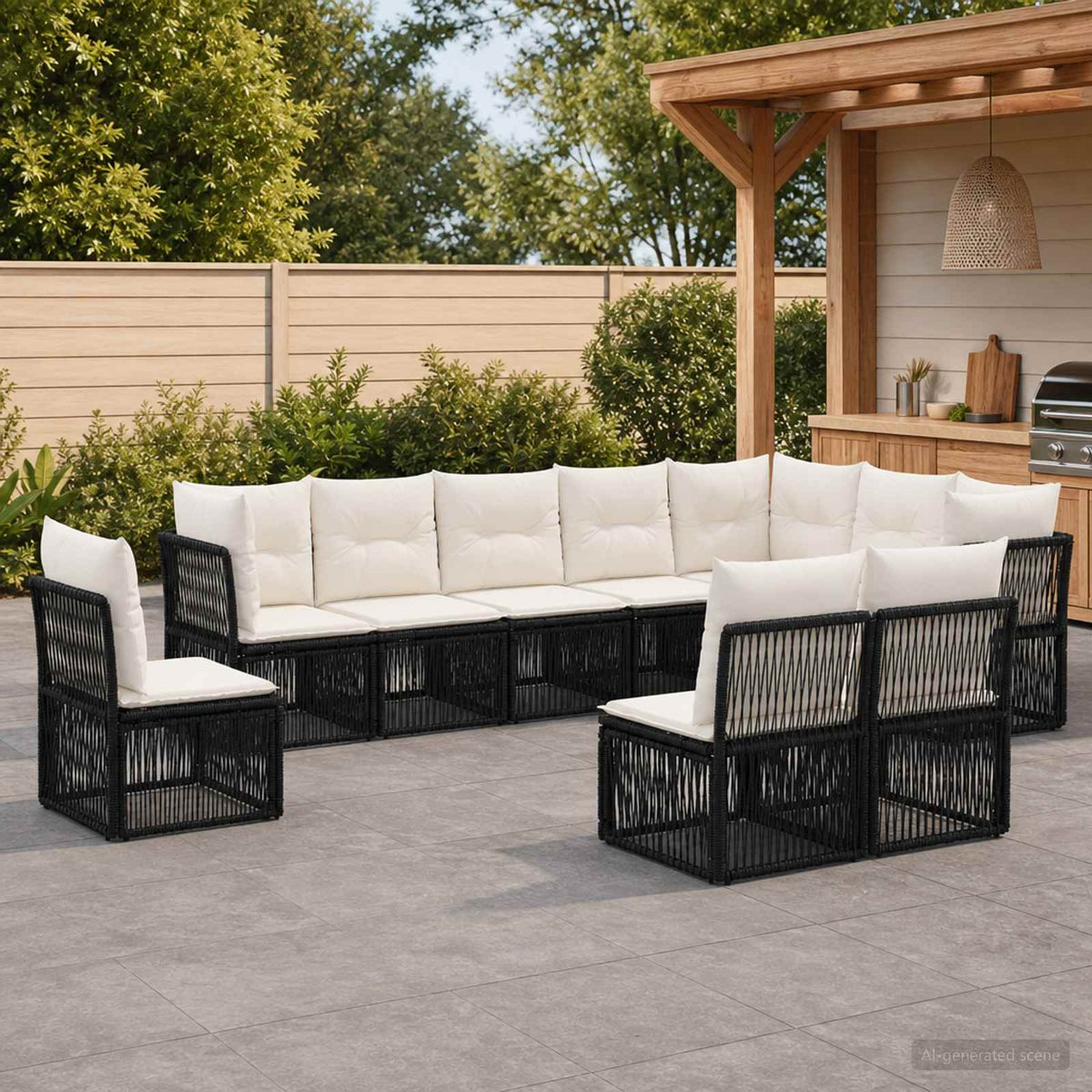 Tuinbankenset 10 pcs Zwart poly rattan is nu te koop bij PeponiXL, paradijselijk wonen!