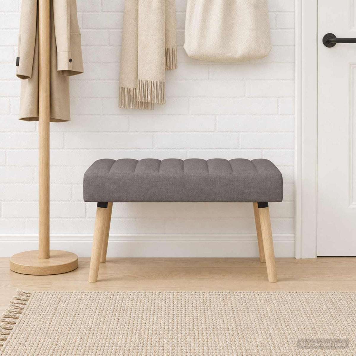 Kanaal-geplooide bank Taupe 80 x 40 x 46 cm Stof is nu te koop bij PeponiXL, paradijselijk wonen!