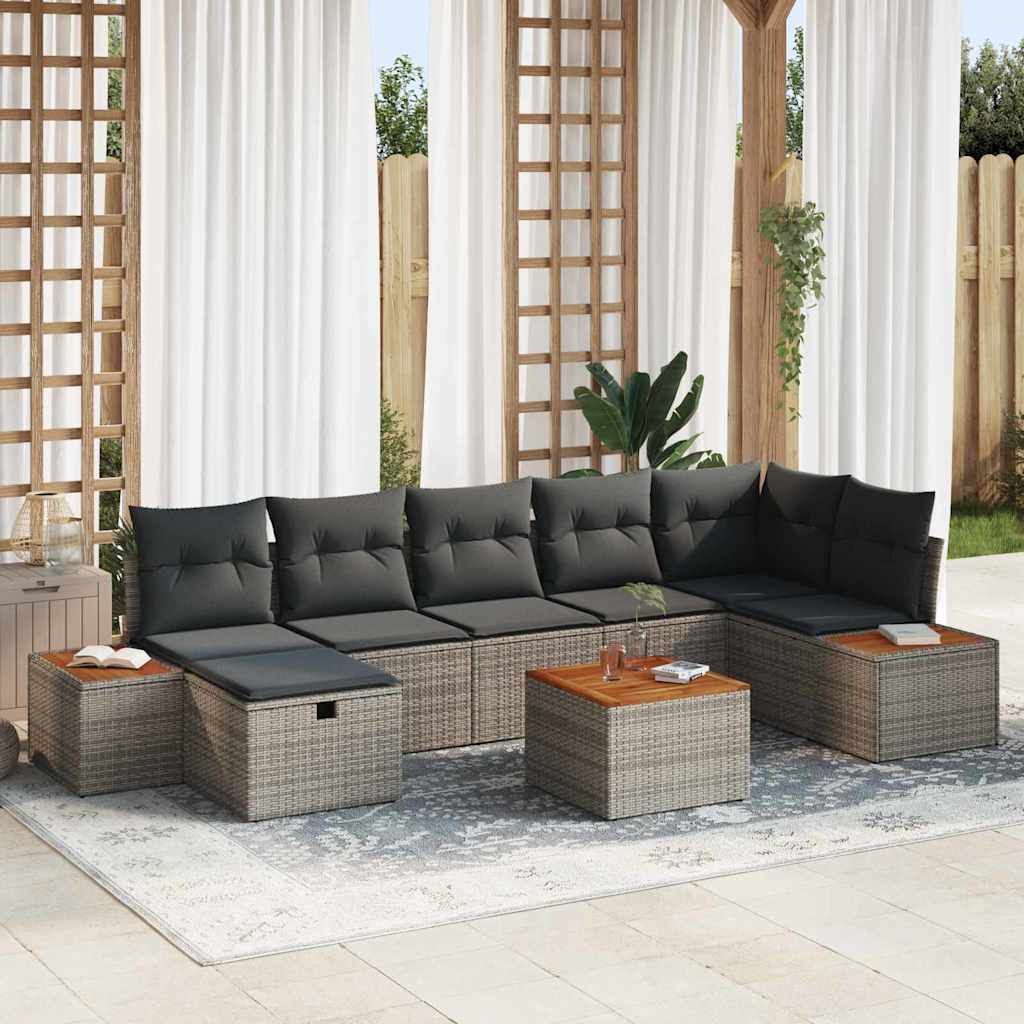 Tuinbankenset 8 st Grijs poly rattan is nu te koop bij PeponiXL, paradijselijk wonen!
