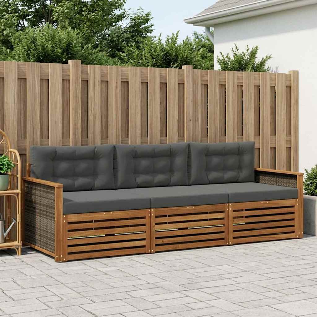 Buiten bankenset met kussen 3 pcs Natuurlijk en Antraciet is nu te koop bij PeponiXL, paradijselijk wonen!