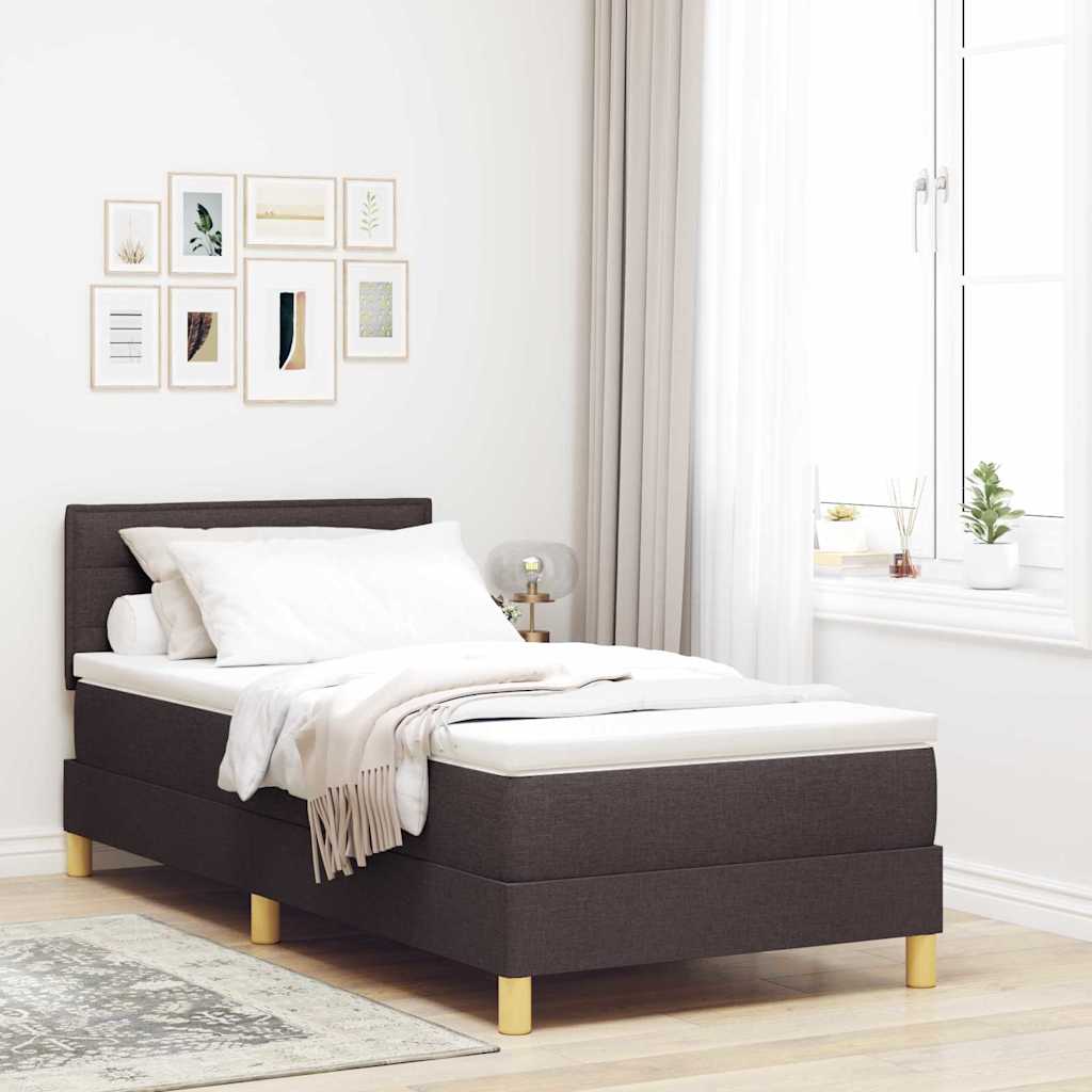 LED Box Spring Bed met hoofdeinde Donkerbruin 90 x 190 cm Stof is nu te koop bij PeponiXL, paradijselijk wonen!