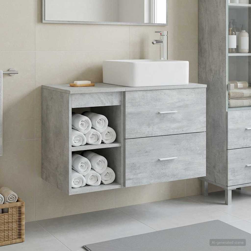 Badkamermeubelset 2 pcs Betongrijs Bewerkt hout is nu te koop bij PeponiXL, paradijselijk wonen!