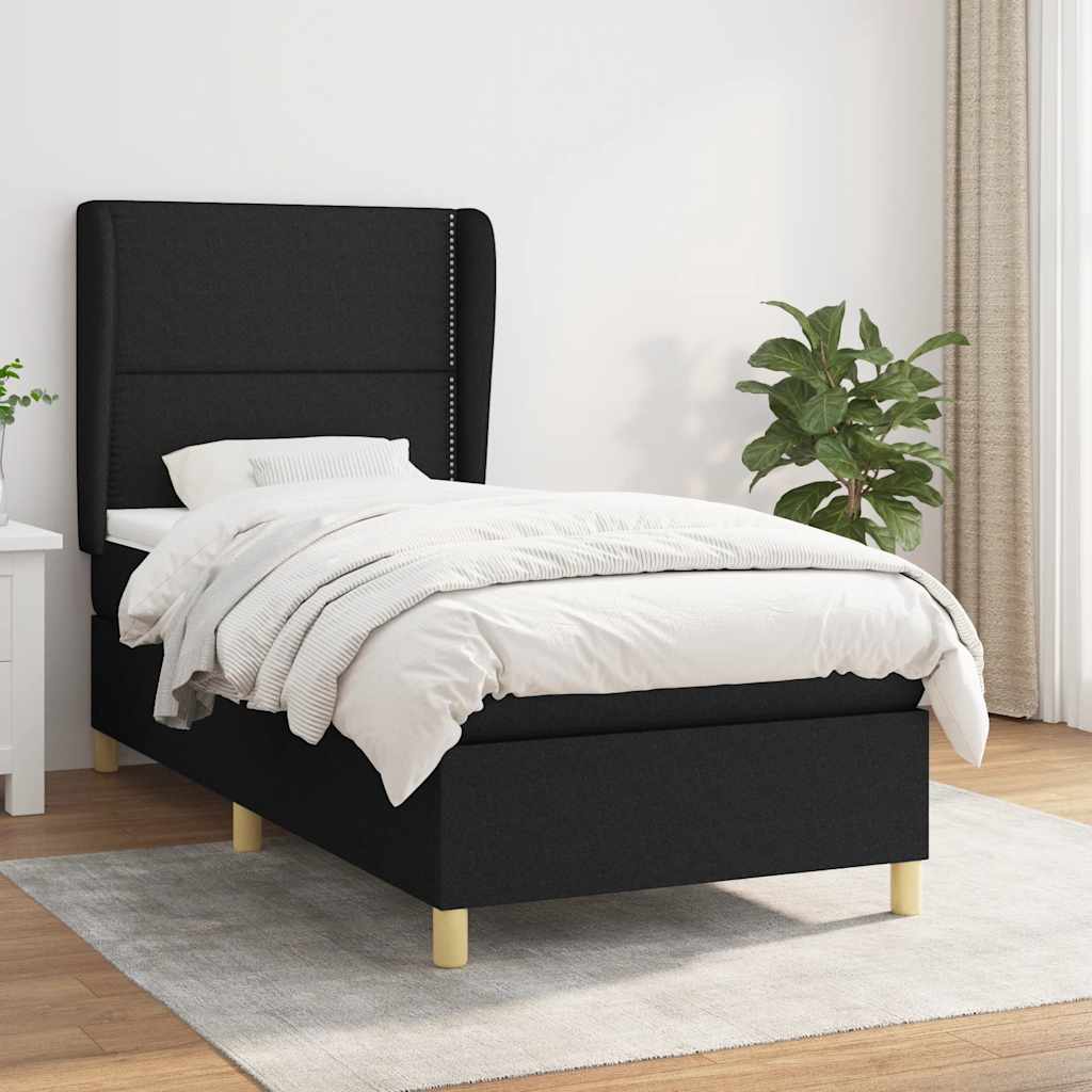 Boxspring met matras stof zwart 90x190 cm is nu te koop bij PeponiXL, paradijselijk wonen!