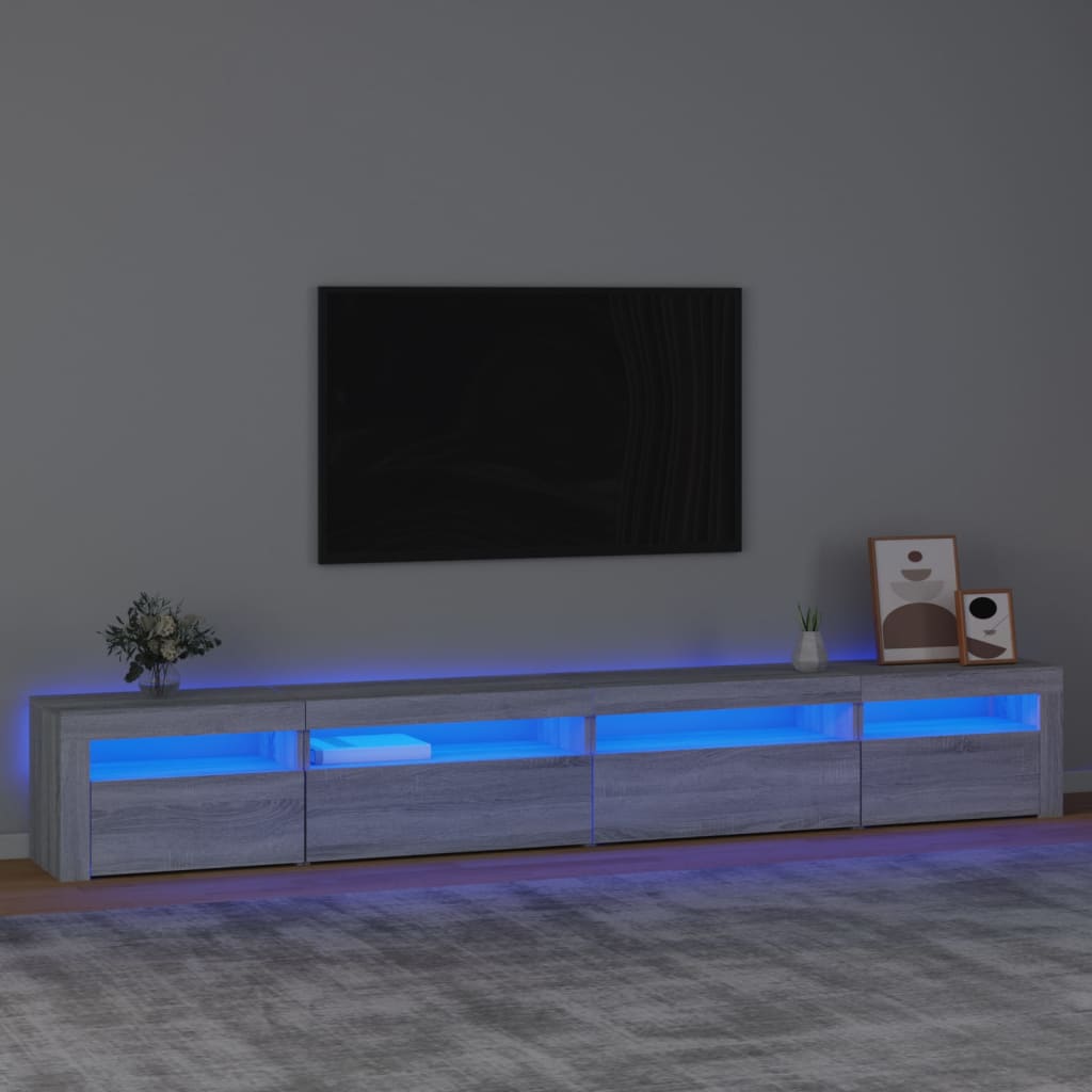 Tv-meubel met LED-verlichting 270x35x40 cm grijs sonoma eiken is nu te koop bij PeponiXL, paradijselijk wonen!
