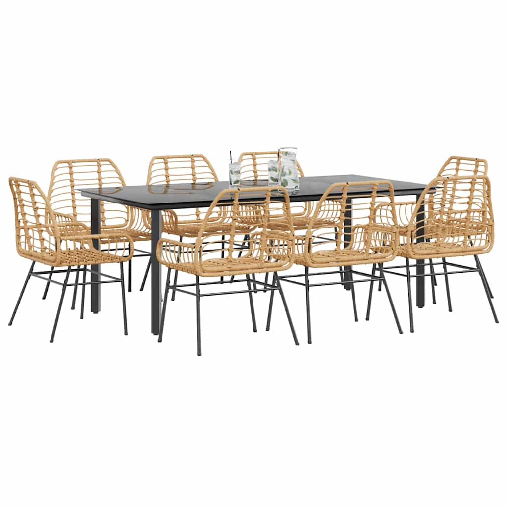 9-delige Tuinset poly rattan glas bruin is nu te koop bij PeponiXL, paradijselijk wonen!