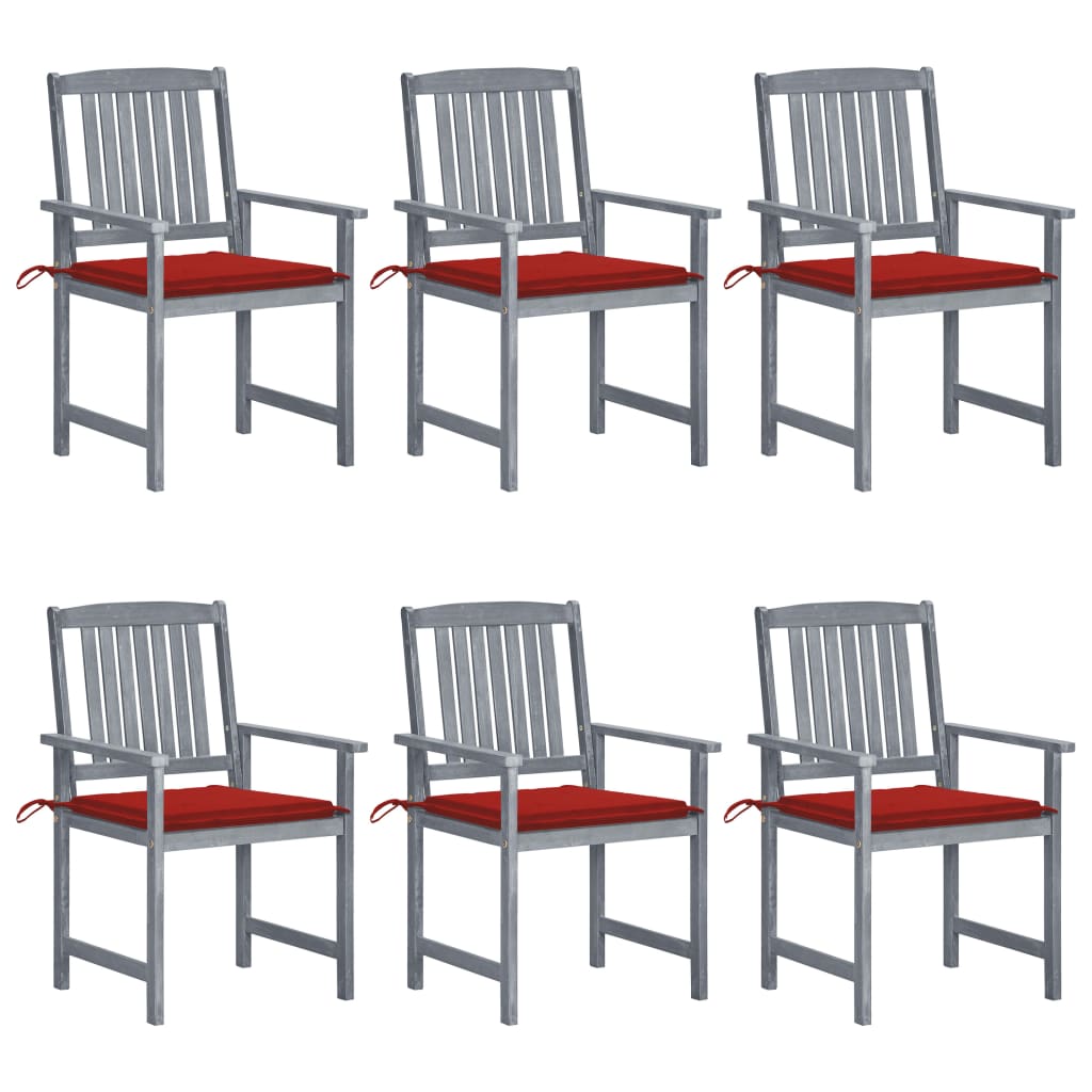 Tuinstoelen 6 st met kussens massief acaciahout grijs is nu te koop bij PeponiXL, paradijselijk wonen!