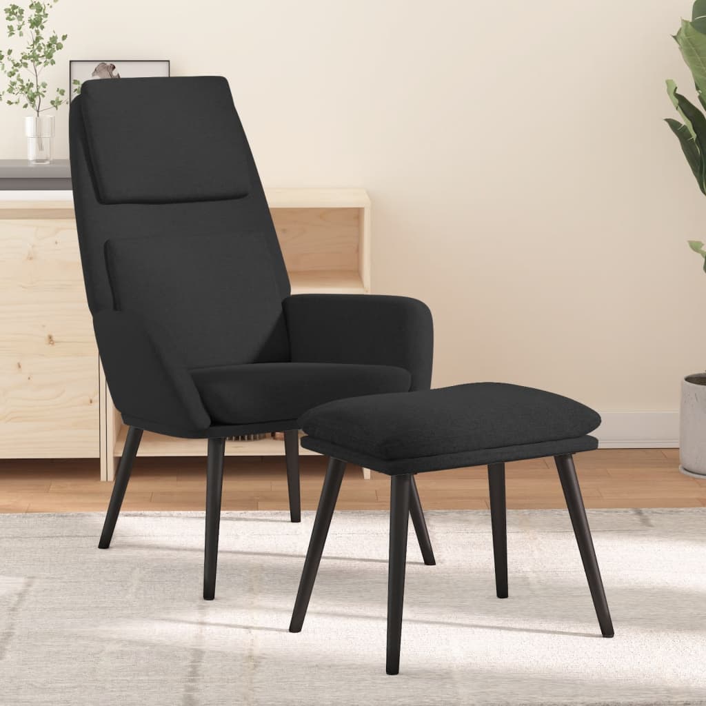 Relaxstoel met voetenbank stof zwart is nu te koop bij PeponiXL, paradijselijk wonen!
