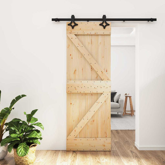 Schuifdeur Naturel en Zwart 70 x 210 cm Massief Grenenhout is nu te koop bij PeponiXL, paradijselijk wonen!
