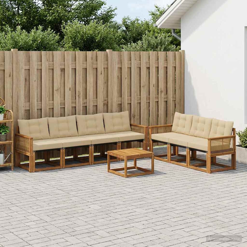 Buiten bankenset met kussen 8 pcs Natuurlijk en Beige is nu te koop bij PeponiXL, paradijselijk wonen!