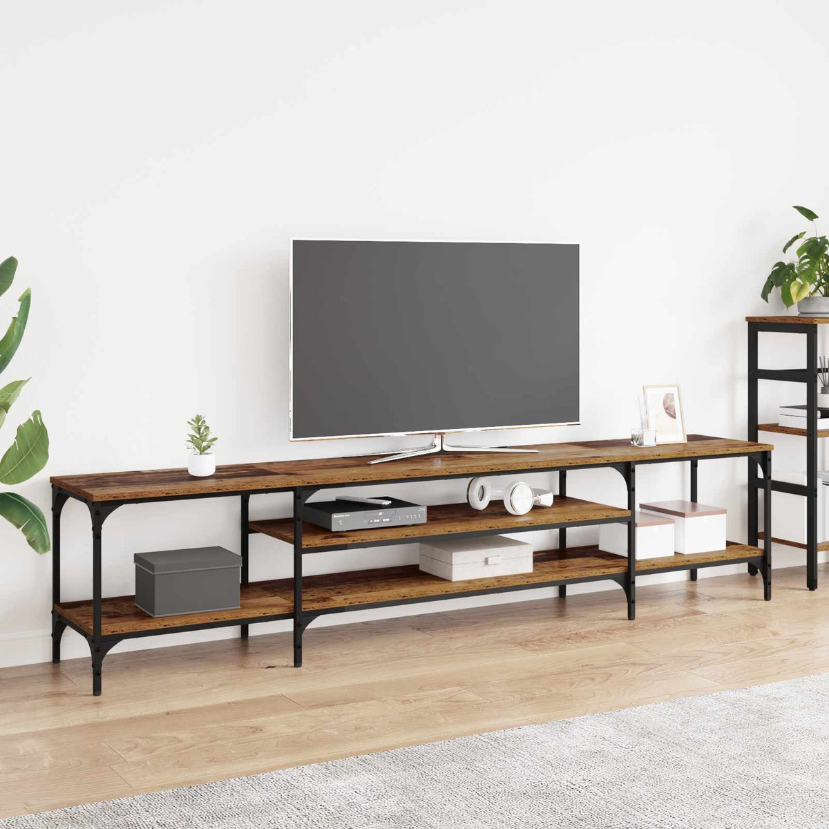 TV-kast Oud Hout 201 x 35 x 45 cm Gemonteerd hout en ijzer is nu te koop bij PeponiXL, paradijselijk wonen!