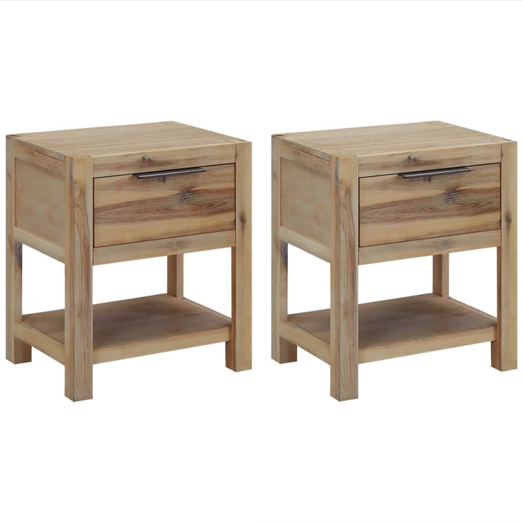 Nachtkastjes met lades 2 st 40x30x48 cm massief acaciahout is nu te koop bij PeponiXL, paradijselijk wonen!