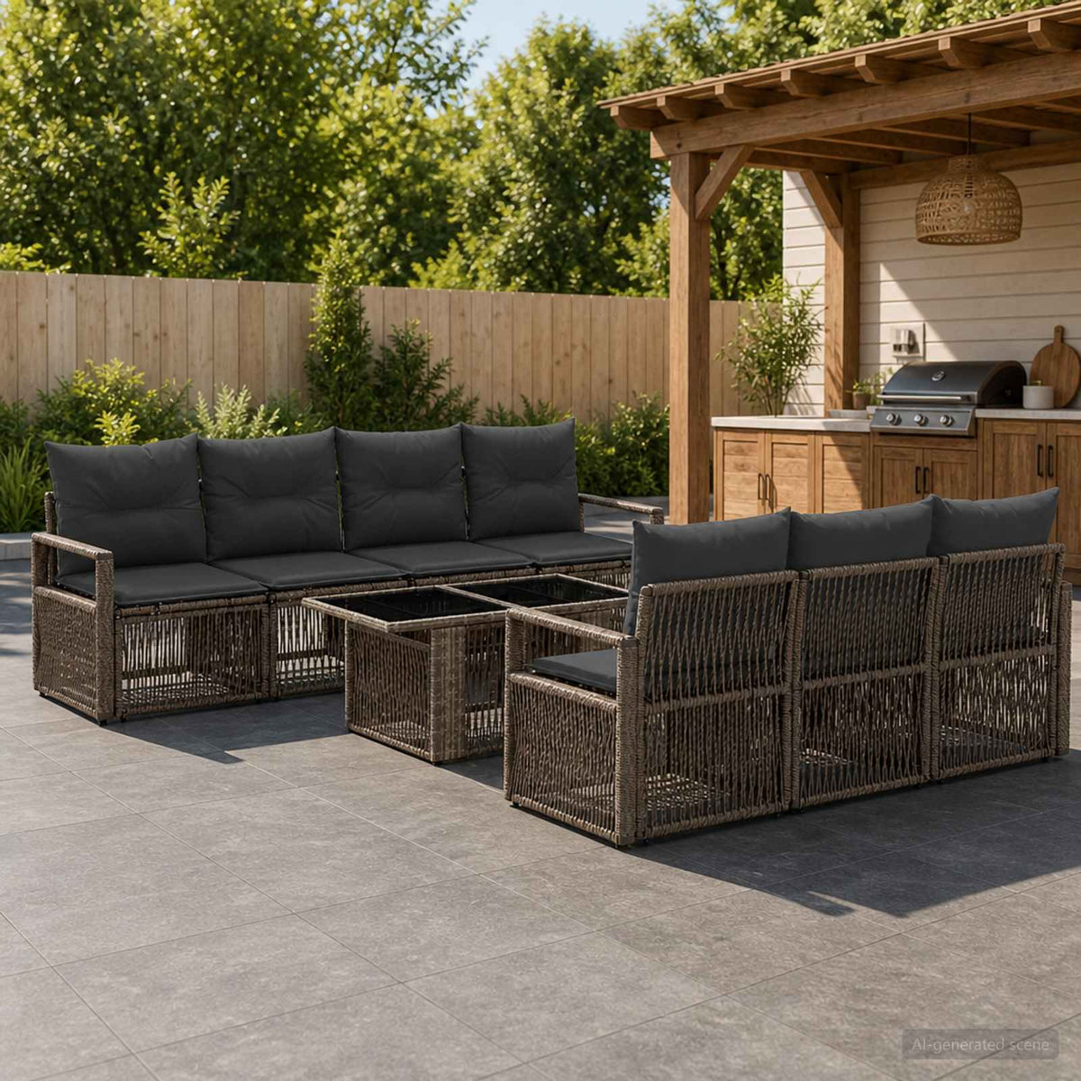 Tuinbankenset 8 st Grijs en Donkergrijs poly rattan is nu te koop bij PeponiXL, paradijselijk wonen!