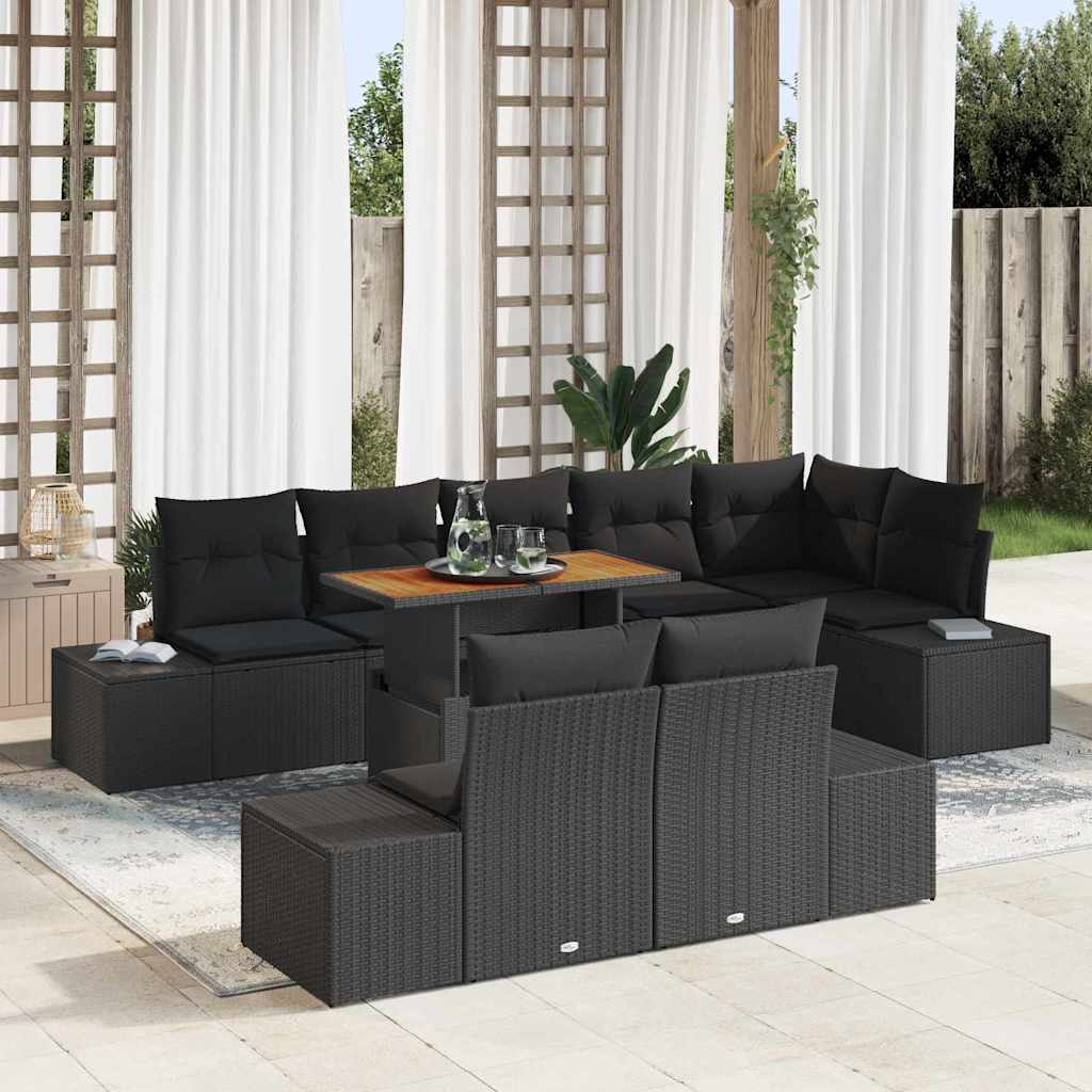 Tuin Sofa Set met opslag 9 pcs Zwart Poly riet is nu te koop bij PeponiXL, paradijselijk wonen!