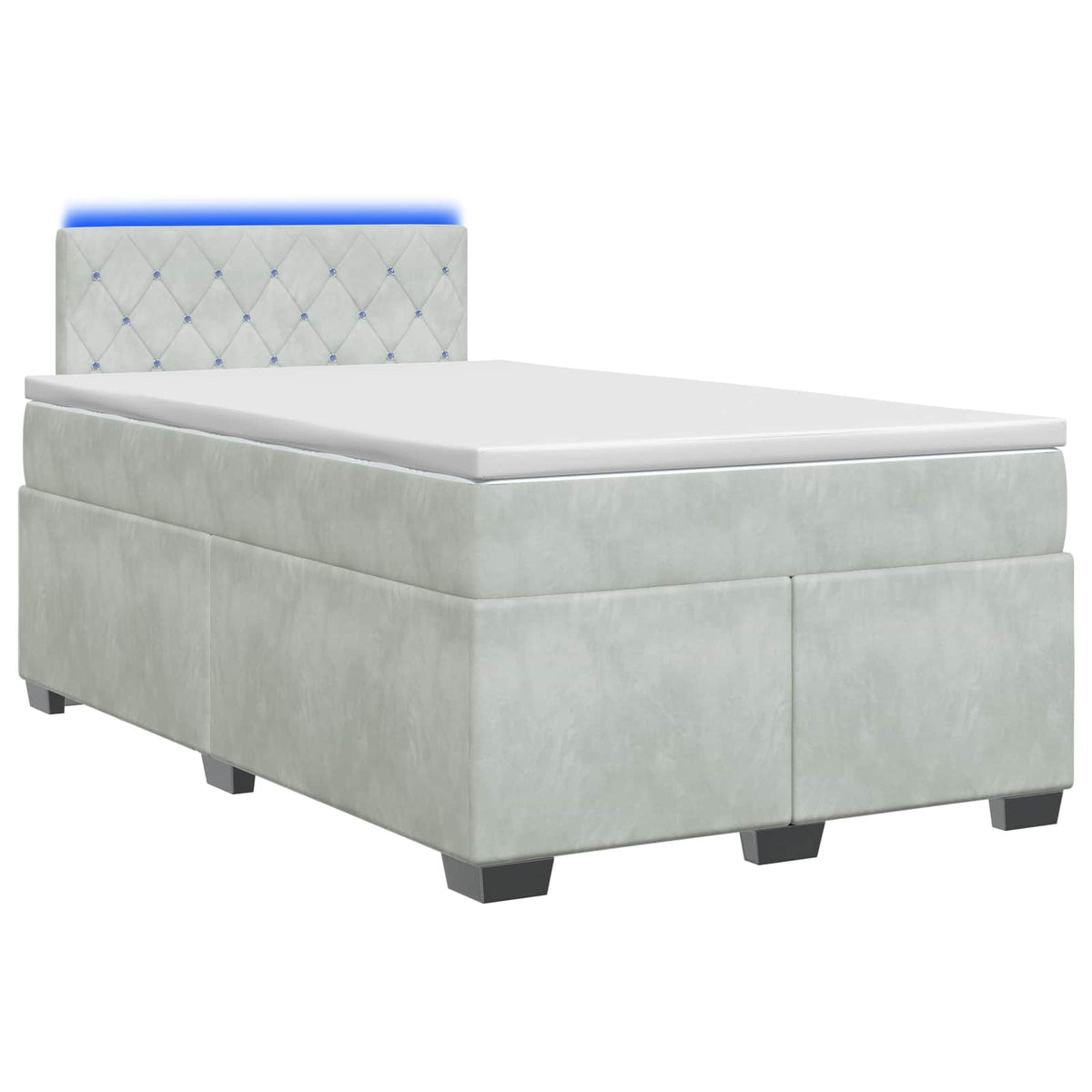Boxspring Bed met Matras en LED Lichtgrijs 120 x 200 cm fluweel is nu te koop bij PeponiXL, paradijselijk wonen!