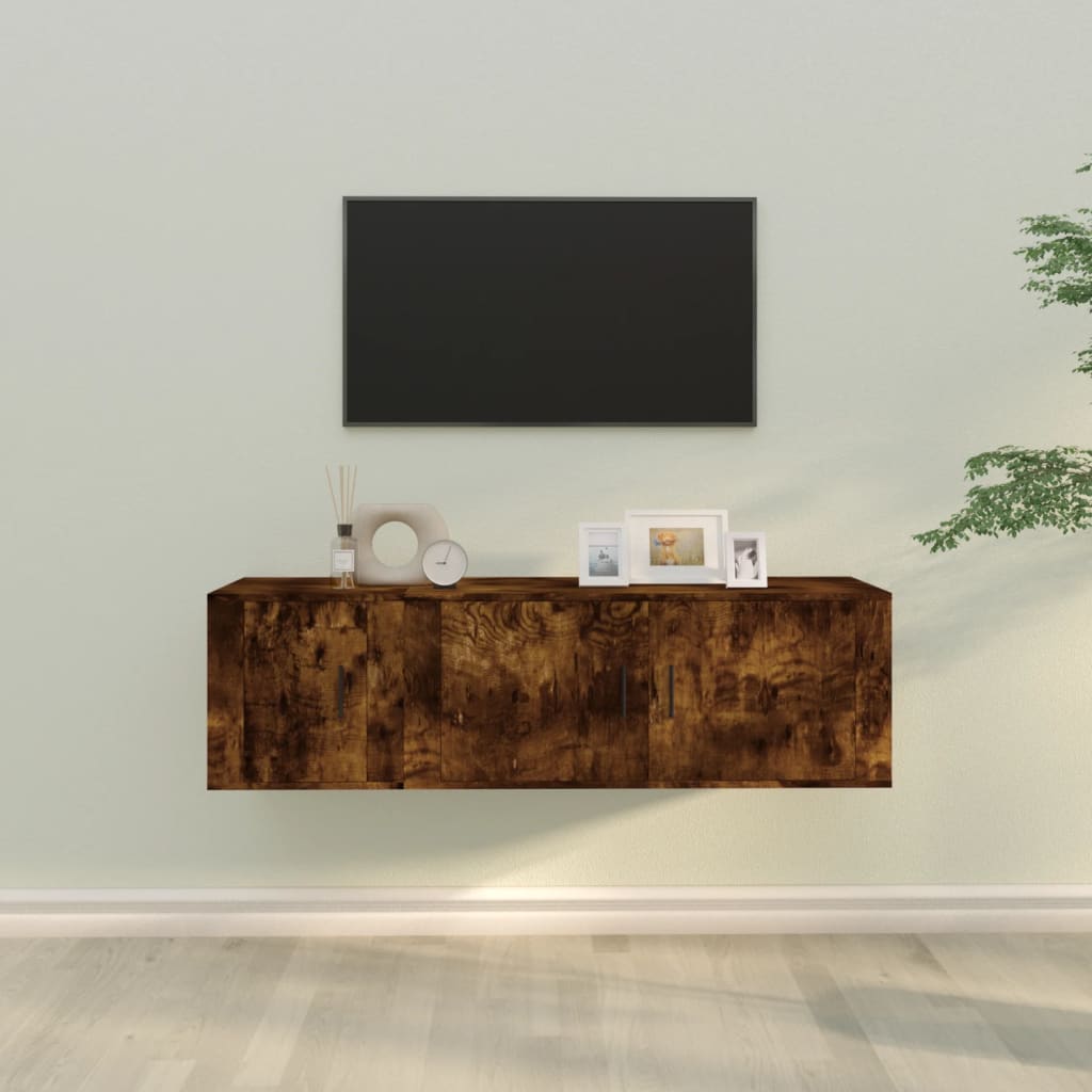2-delige Tv-meubelset bewerkt hout gerookt eikenkleurig is nu te koop bij PeponiXL, paradijselijk wonen!