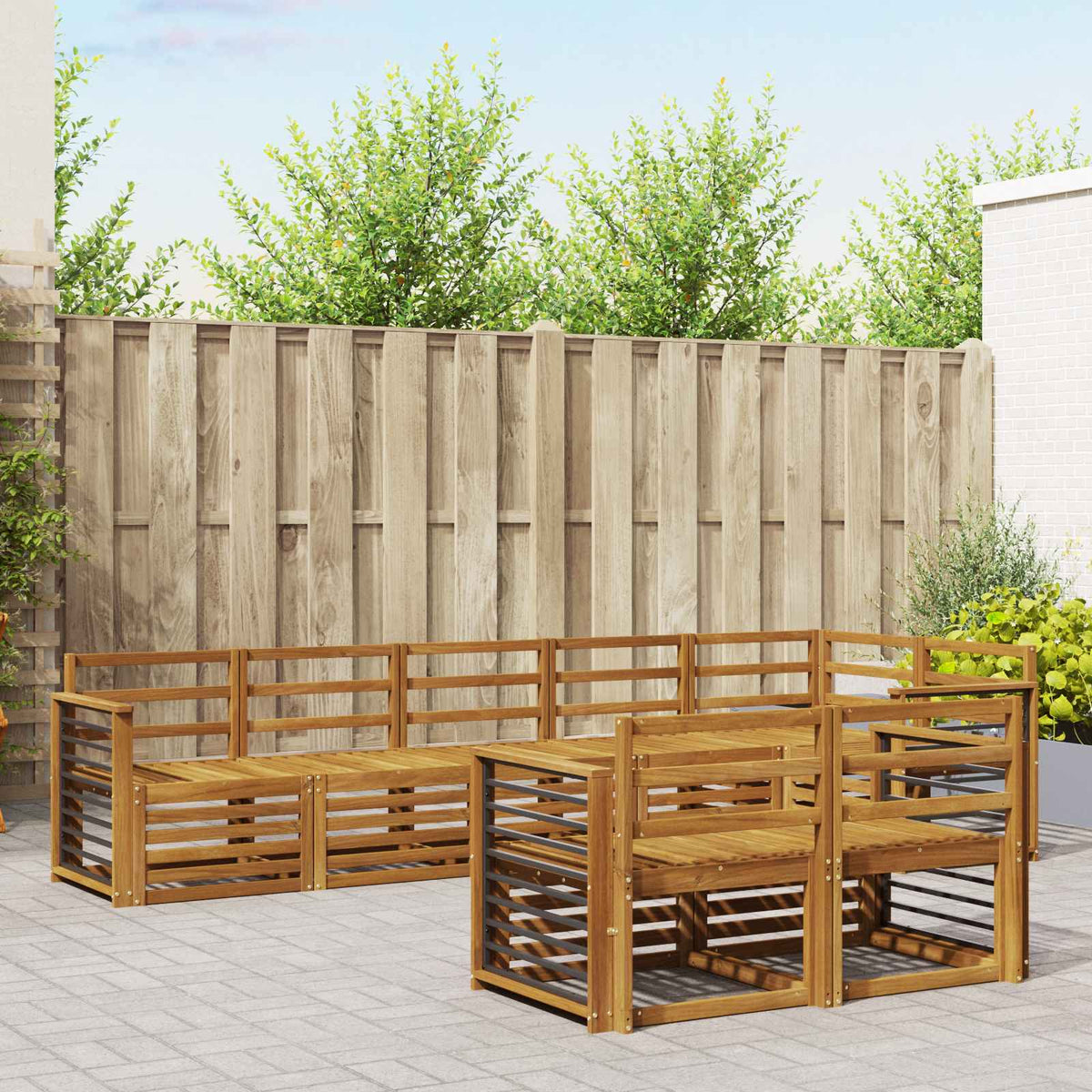 Sofa-Sets 8 pcs Naturel Massief Acaciahout is nu te koop bij PeponiXL, paradijselijk wonen!