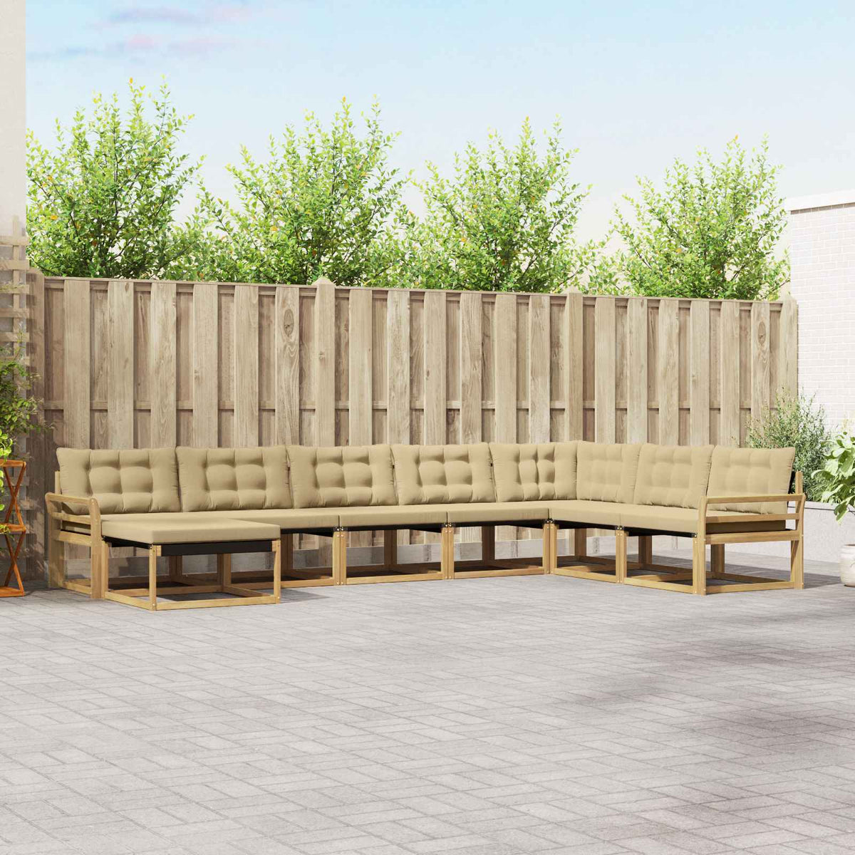 Buiten bankenset met kussen 8 pcs Wit en Beige is nu te koop bij PeponiXL, paradijselijk wonen!
