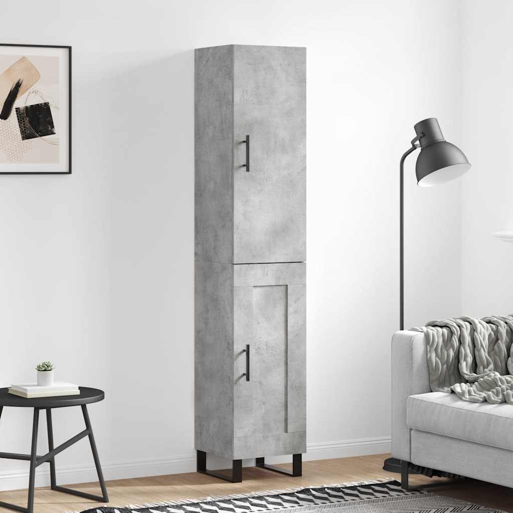 Hoge kast 34,5x34x180 cm bewerkt hout betongrijs is nu te koop bij PeponiXL, paradijselijk wonen!