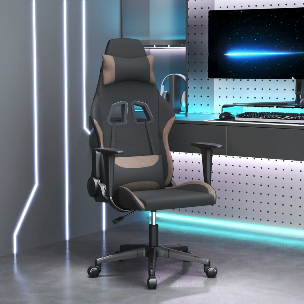Gamestoel stof zwart en taupe is nu te koop bij PeponiXL, paradijselijk wonen!