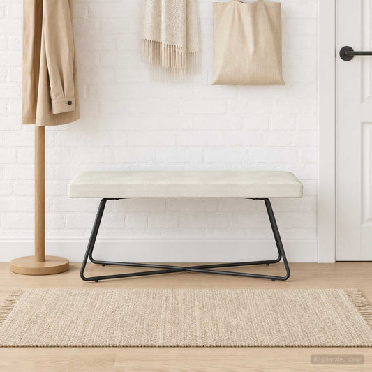 Bank Crèmekleurig 110 x 40 x 45 cm fluweel is nu te koop bij PeponiXL, paradijselijk wonen!
