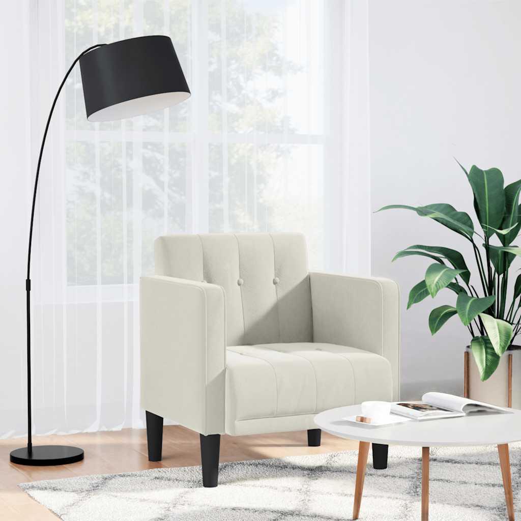 Fauteuil met armleuningen crème 53 cm fluweel is nu te koop bij PeponiXL, paradijselijk wonen!