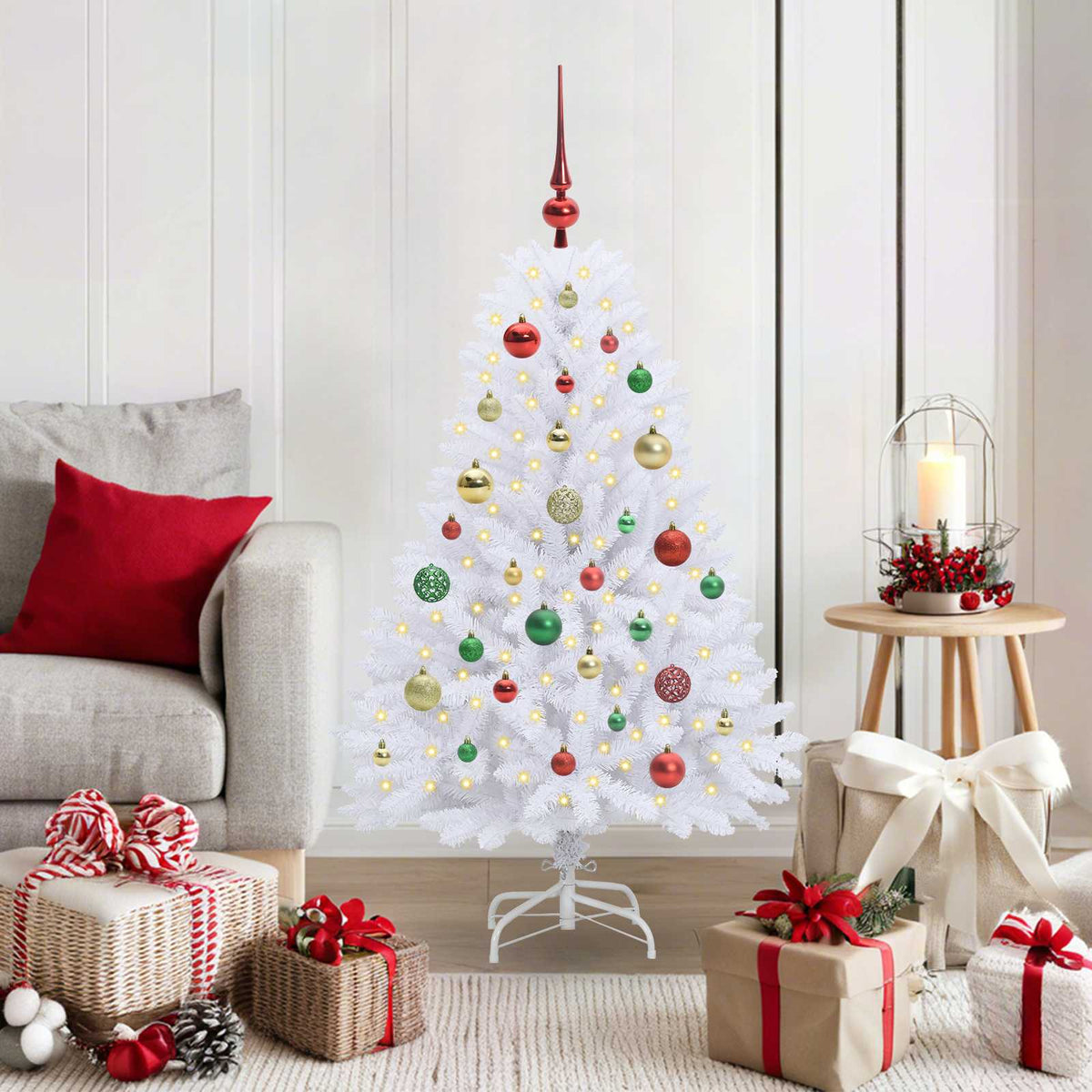 Kunstmatige Inklapbare Kerstboom Wit 120 cm PVC en Staal is nu te koop bij PeponiXL, paradijselijk wonen!