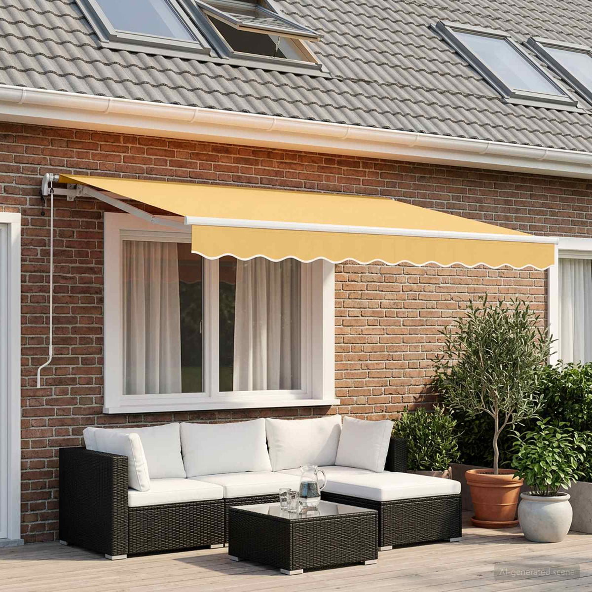 Uitschuifbare luifel Zand 450 × 300 cm Polyester is nu te koop bij PeponiXL, paradijselijk wonen!