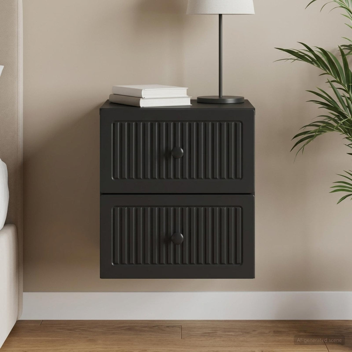 Wandbeugel Bedkast Zwart 33 x 34,5 x 40 cm Bewerkt hout is nu te koop bij PeponiXL, paradijselijk wonen!