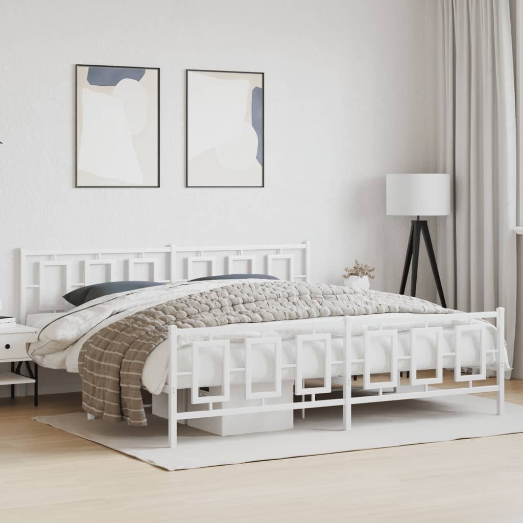 Bedframe met hoofd- en voeteneinde metaal wit 193x203 cm is nu te koop bij PeponiXL, paradijselijk wonen!