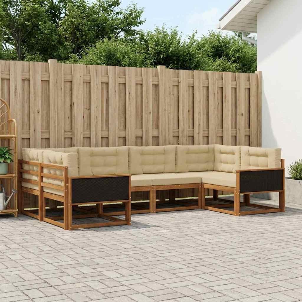 Buiten bankenset met kussen 6 pcs Natuurlijk en Beige is nu te koop bij PeponiXL, paradijselijk wonen!