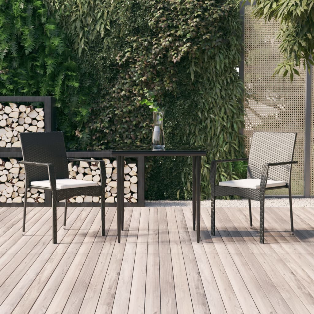 3-delige Tuinset met kussens poly rattan zwart is nu te koop bij PeponiXL, paradijselijk wonen!