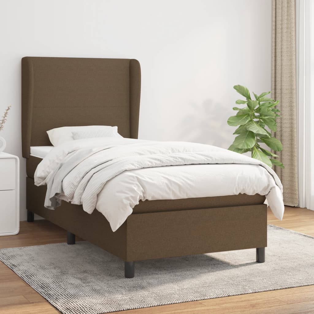 Boxspring met matras stof donkerbruin 90x190 cm is nu te koop bij PeponiXL, paradijselijk wonen!