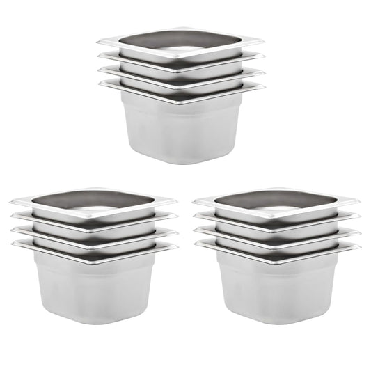 Gastronormbakken 12 st GN 1/6 100 mm roestvrij staal is nu te koop bij PeponiXL, paradijselijk wonen!