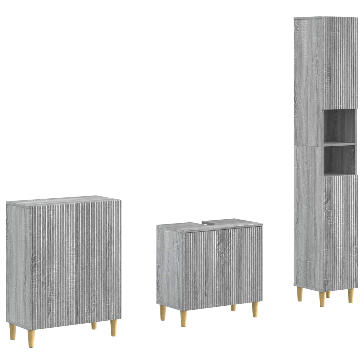 3-delige badkamerkast set ARNHEM Grijs Sonoma Bewerkt hout is nu te koop bij PeponiXL, paradijselijk wonen!
